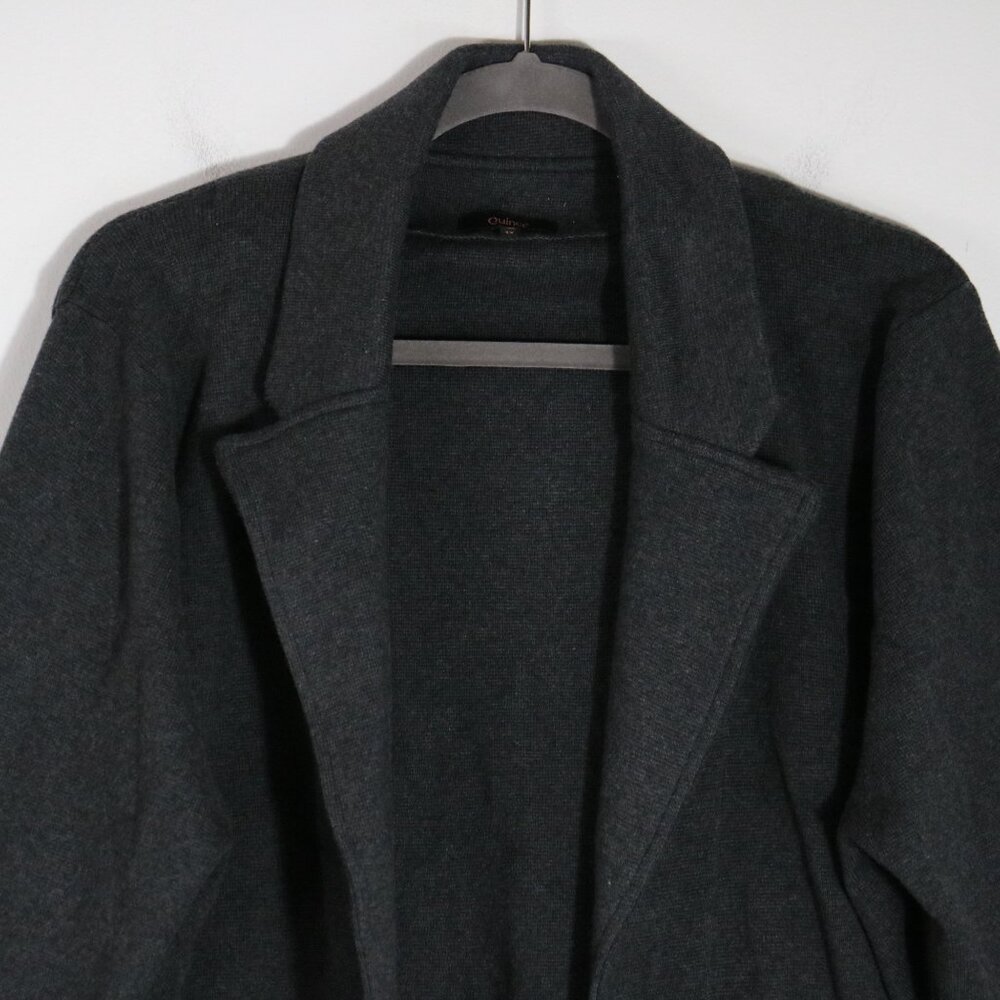 Quince 100% Organic Cotton Knit Blazer Women 1X Charcoal Gray Minimalist Neutral - Picture 2 of 7